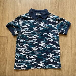 Lacoste Kids Polo Shirt - Navy and Teal Wave Pattern